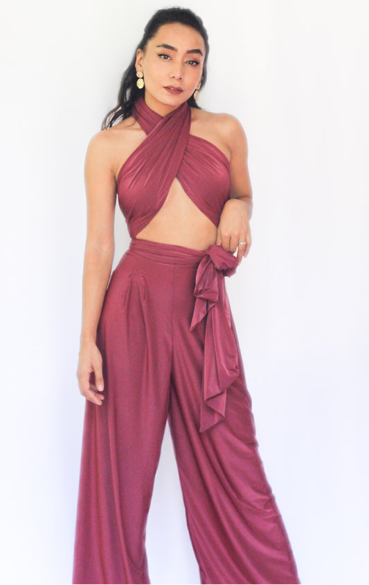 Anastasia Pant Set - Burgundy