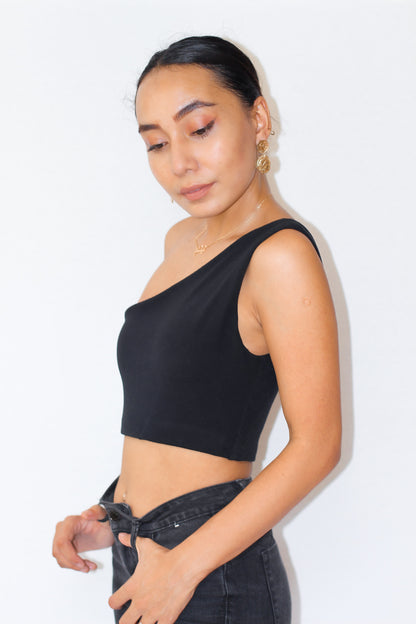 Black One Shoulder Top 