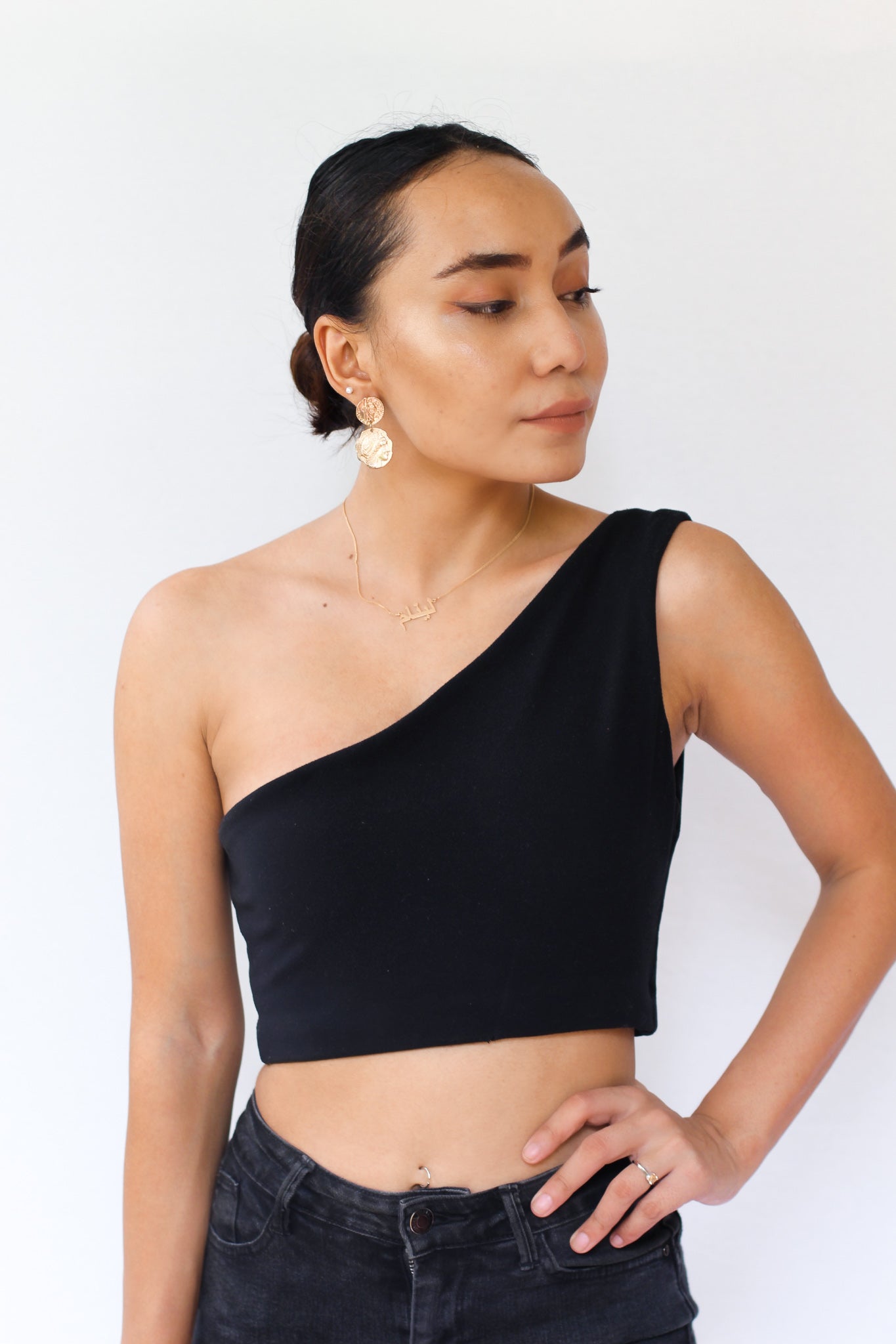 Black One Shoulder Top 