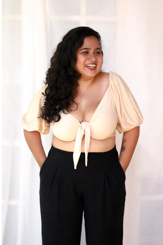 Beige Tie up Top