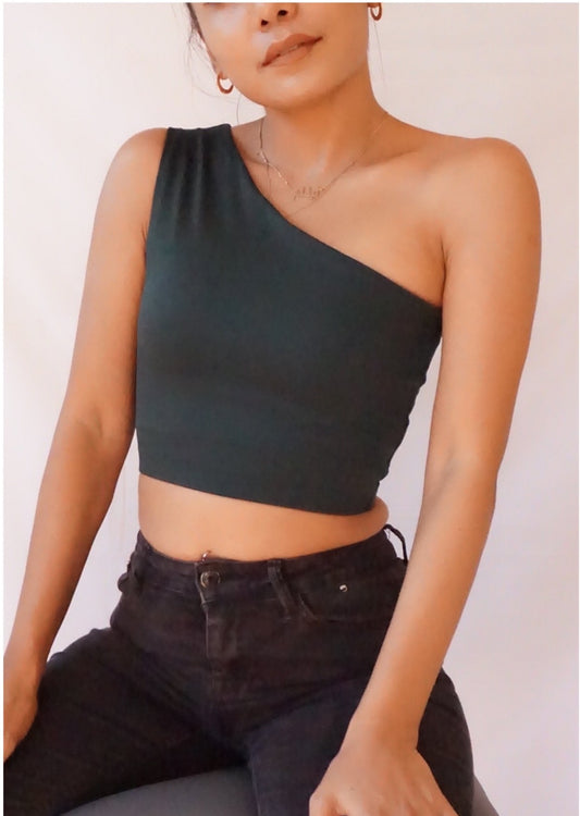 Yara Green One Shoulder Top  - Azwani The Label